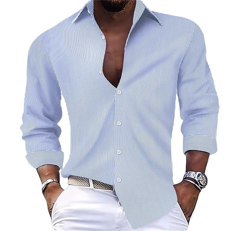 Herren Hemd Blau-Weiss Gestreift – Bild 9 | LuxeStyle