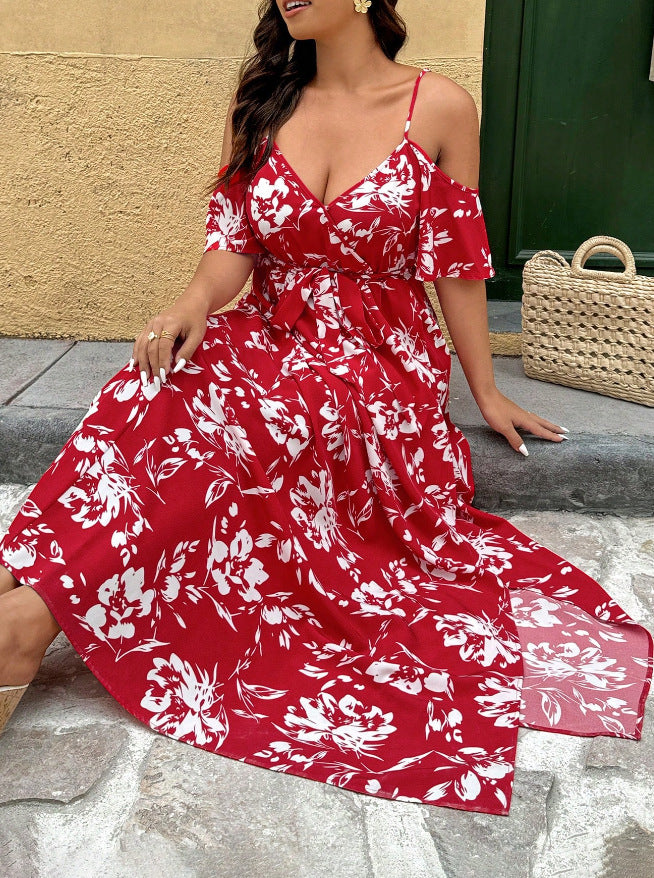 Plus-Grössengedrucktes Trägerkleid – Bild 5 | LuxeStyle