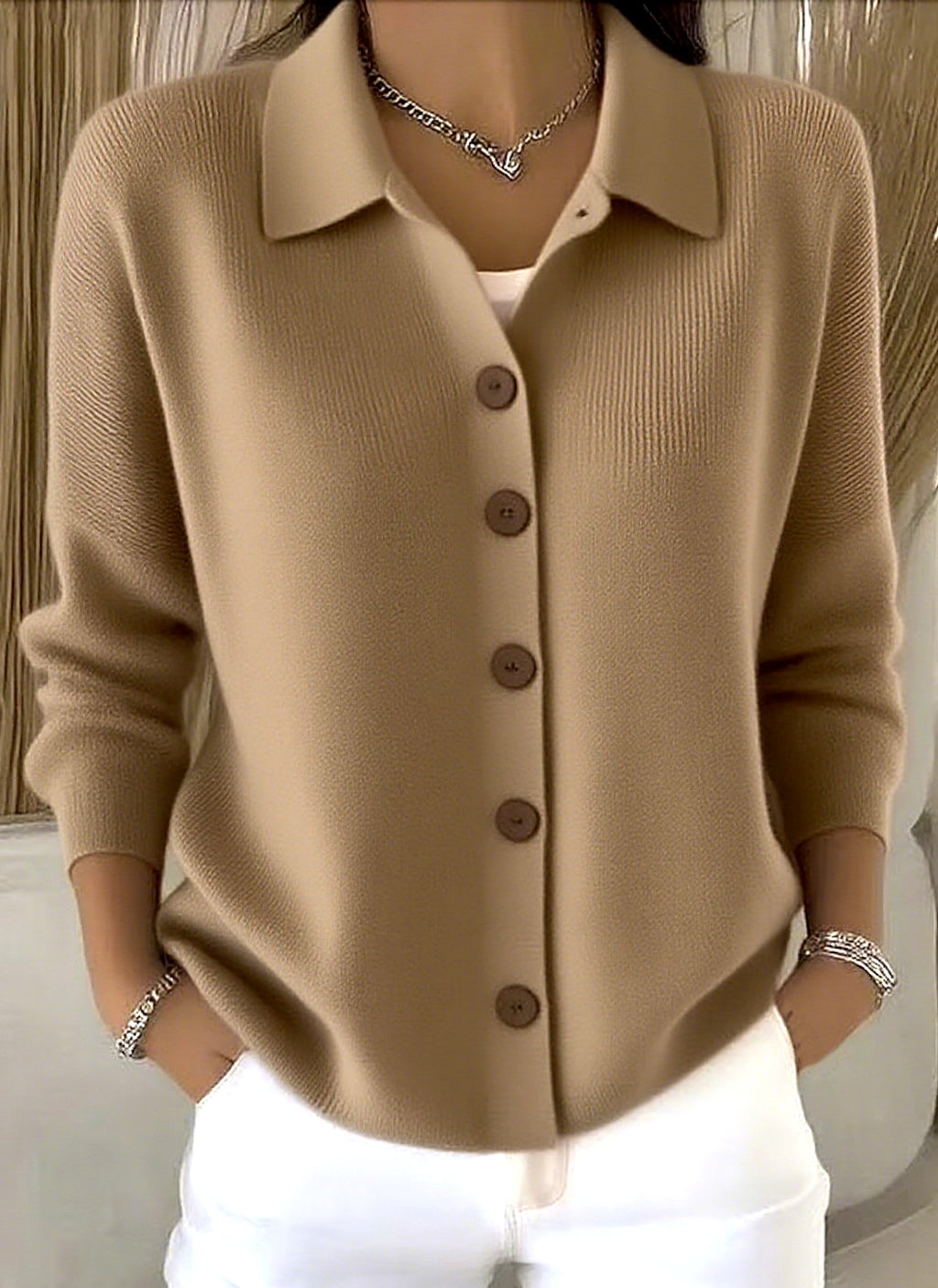 Strick-Cardigan mit Reverskragen für Damen