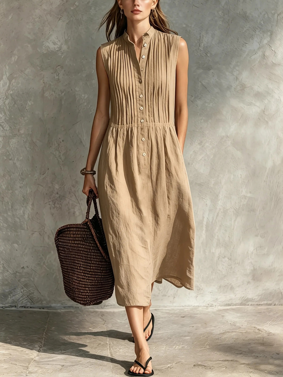 Elegantes ärmelloses Leinenkleid – Bild 5 | LuxeStyle
