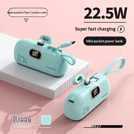 Mini Powerbank mit integriertem Kabel, 5000 mAh