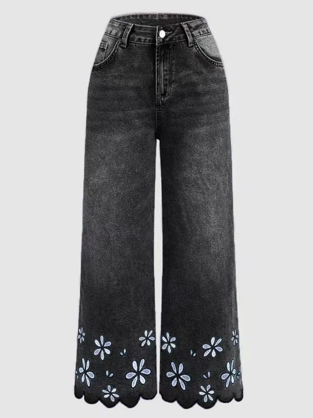Chrysanthemen-Steppung Casual Stretch Damen Crop-Jeans