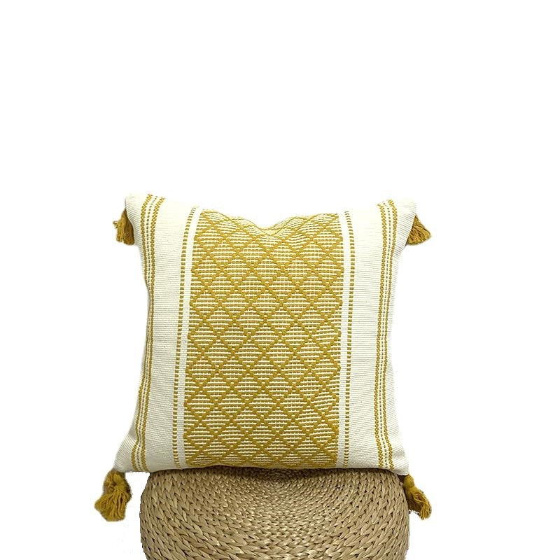 Geometrischer Jacquard Kissenbezug mit Quasten – Bild 9 | LuxeStyle