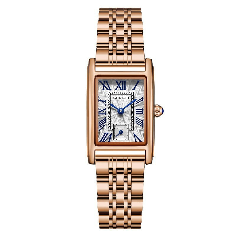Wasserdichte Quarzuhr für Damen mit Lederarmband