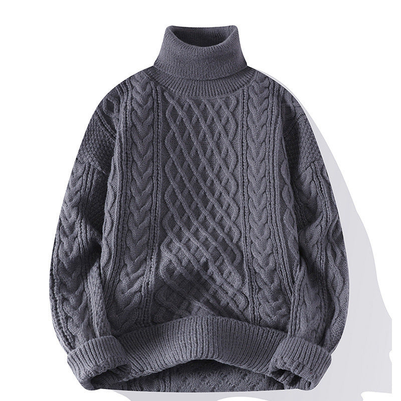 Fleecegefütterter Rundhals-High-Neck Pullover