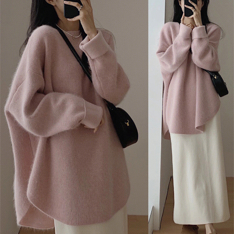 Mid-length Loose Fit Damen Pullover