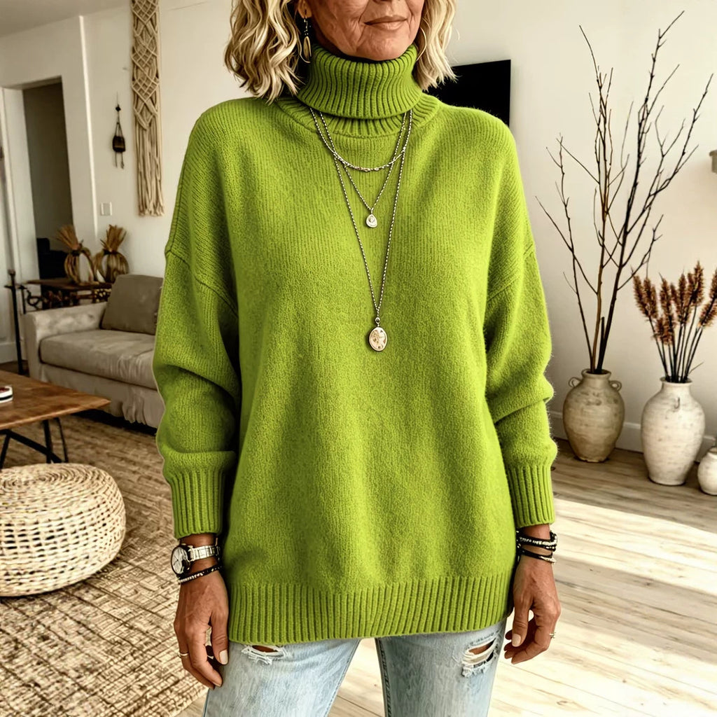 Samtener Rollkragenpullover für Damen
