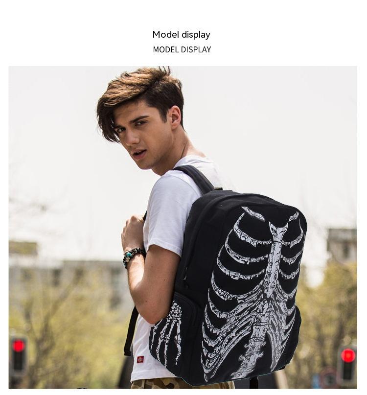 Canvas Rucksack mit Totenkopf-Print – Bild 8 | LuxeStyle