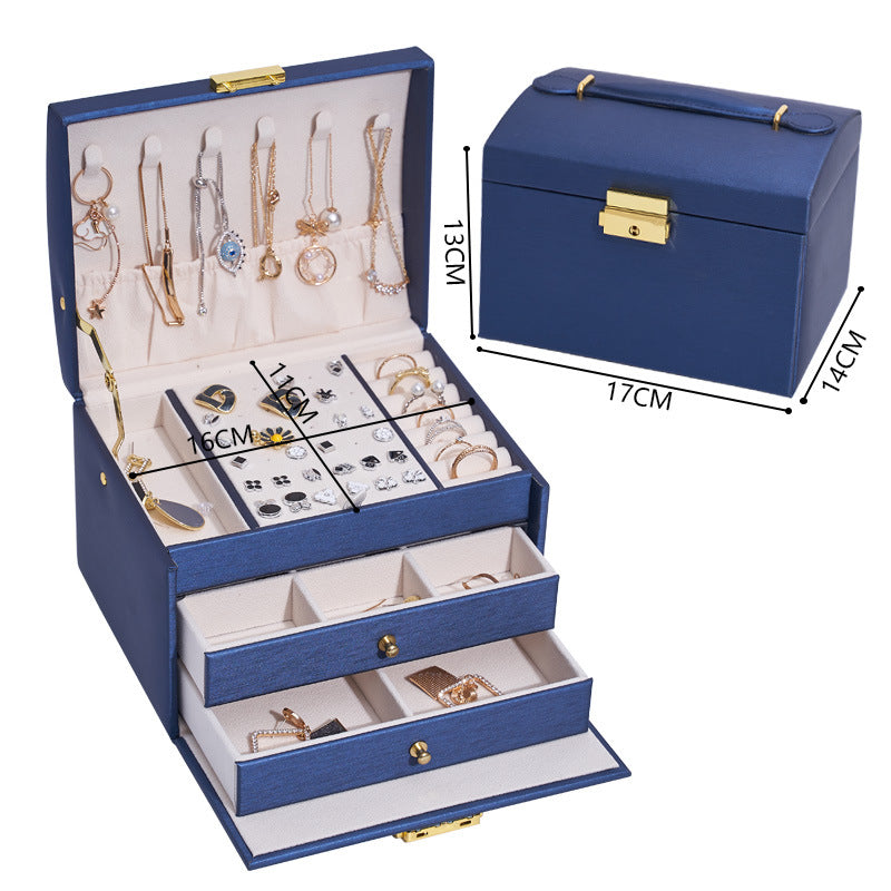 3-lagige Retro Schmuckbox mit Schloss – Bild 4 | LuxeStyle