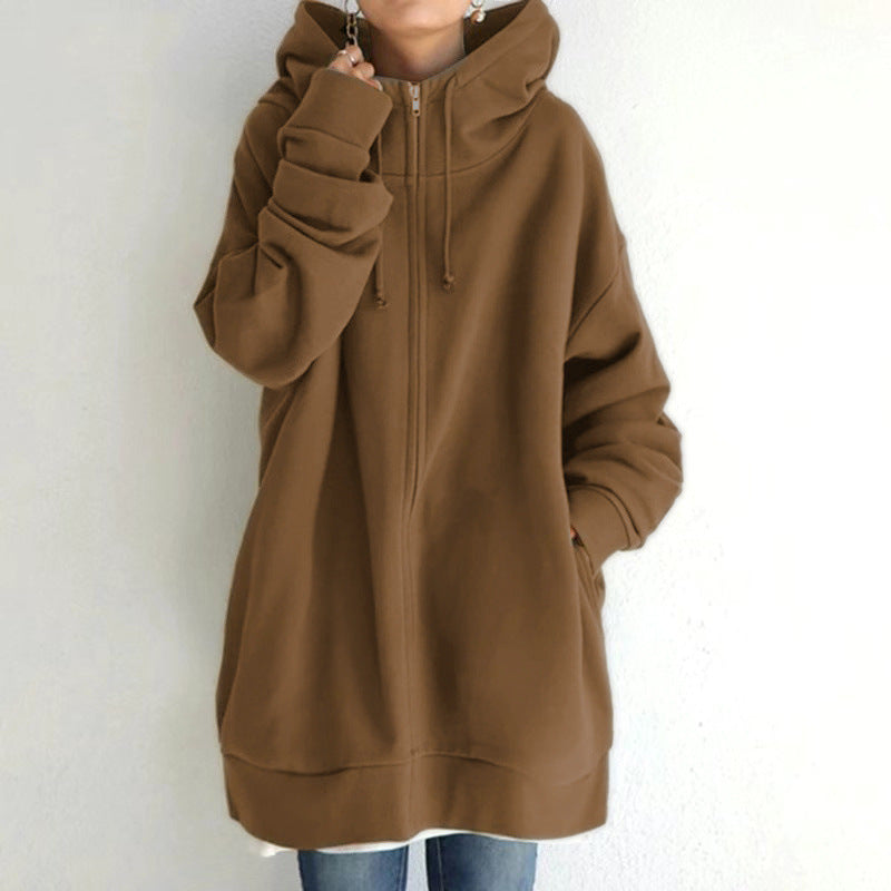 Trendiger Urbaner Langarm-Hoodie mit Fleecefutter