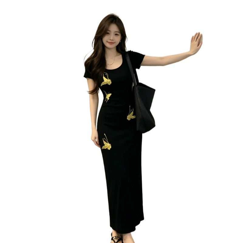 Vintage A-Linien Kleid mit Schmetterlingsdruck