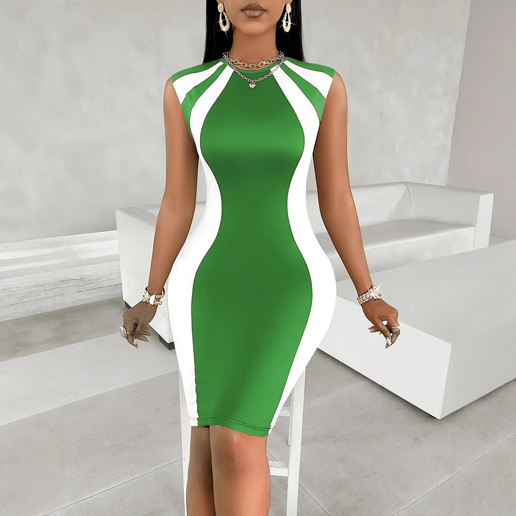 Ärmelloses Color-Block Bodycon Kleid mit Rundhals – Bild 9 | LuxeStyle