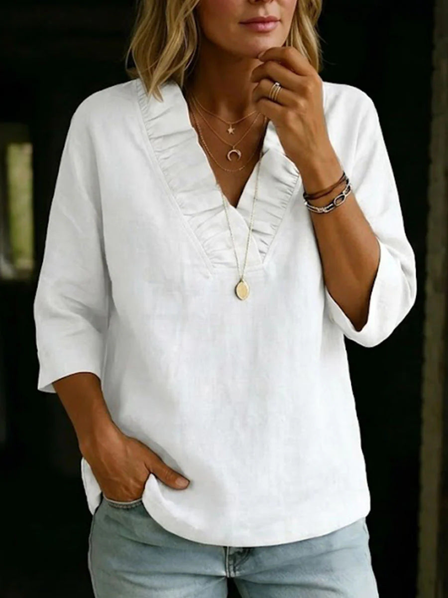Damen Bluse aus Baumwoll-Leinen-Mix
