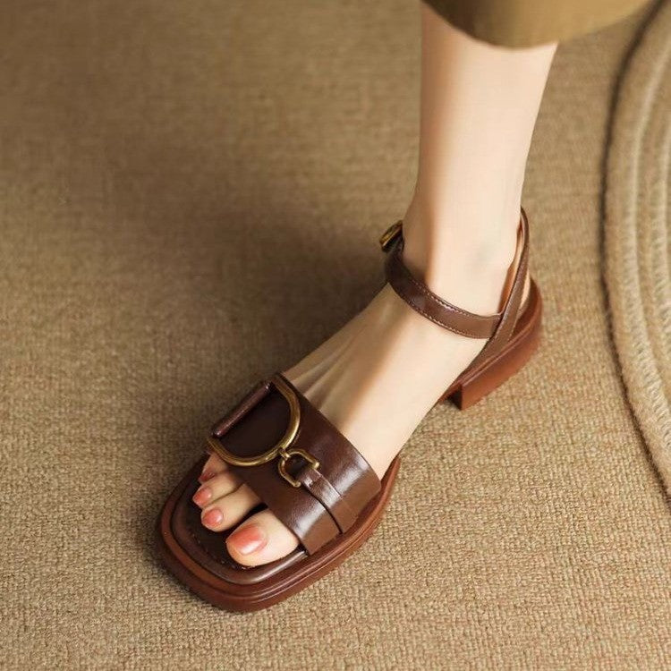 Damen Sandalen mit dicker Sohle aus Leder – Bild 8 | LuxeStyle