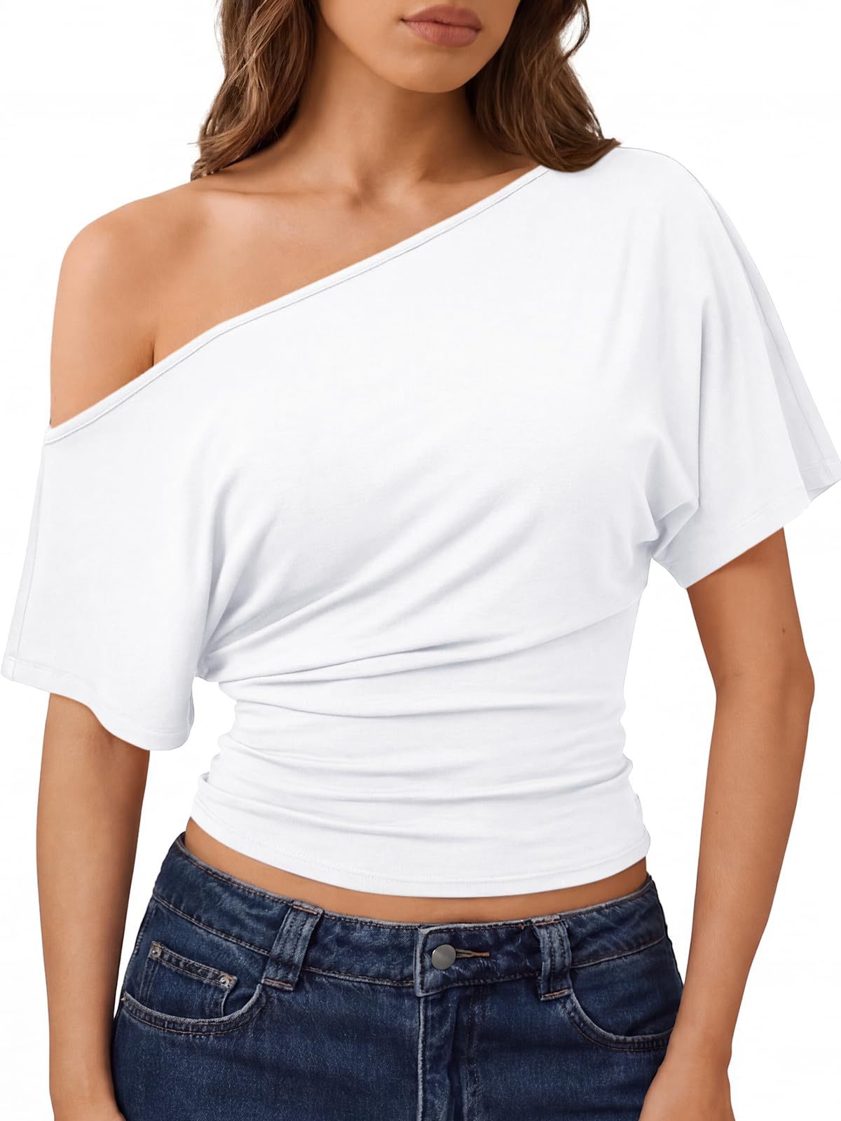 Off-Shoulder Kurzarmshirt für den Sommer – Ansicht 4