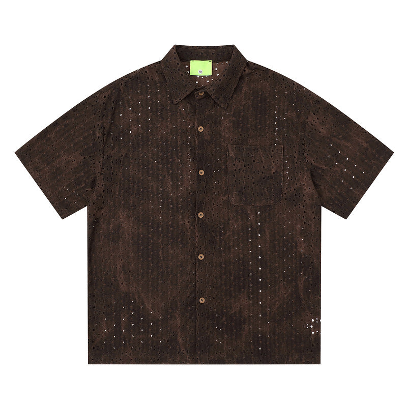 Retro Tie-Dye Kurzarmhemd für Herren – Bild 1 | LuxeStyle