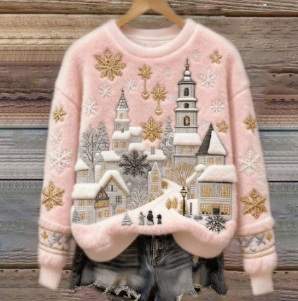 Weihnachtsmuster-Fleece-Hoodie