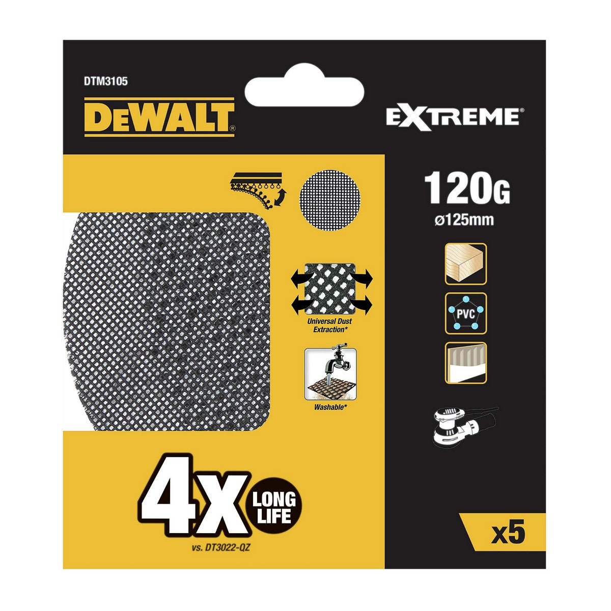 Schleifblatt für Schleifmaschine Dewalt Ø 125 mm 120 g 5 Stück
