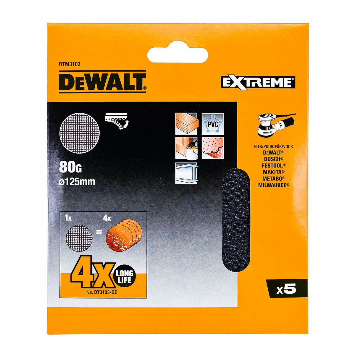 Schleifblatt für Schleifmaschine Dewalt dtm3103-qz Ø 125 mm 80 g 5 Stück
