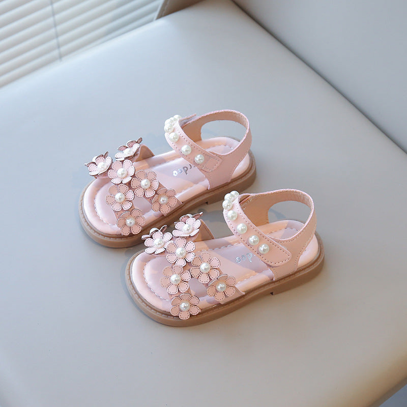 Sommerneu: Blütenperlensandalen für Mädchen mit weicher Sohle