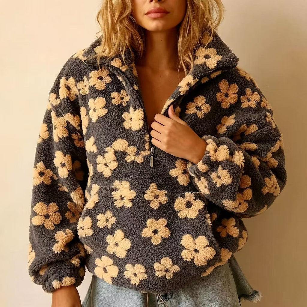 Fleece Flower Damen Hoodie