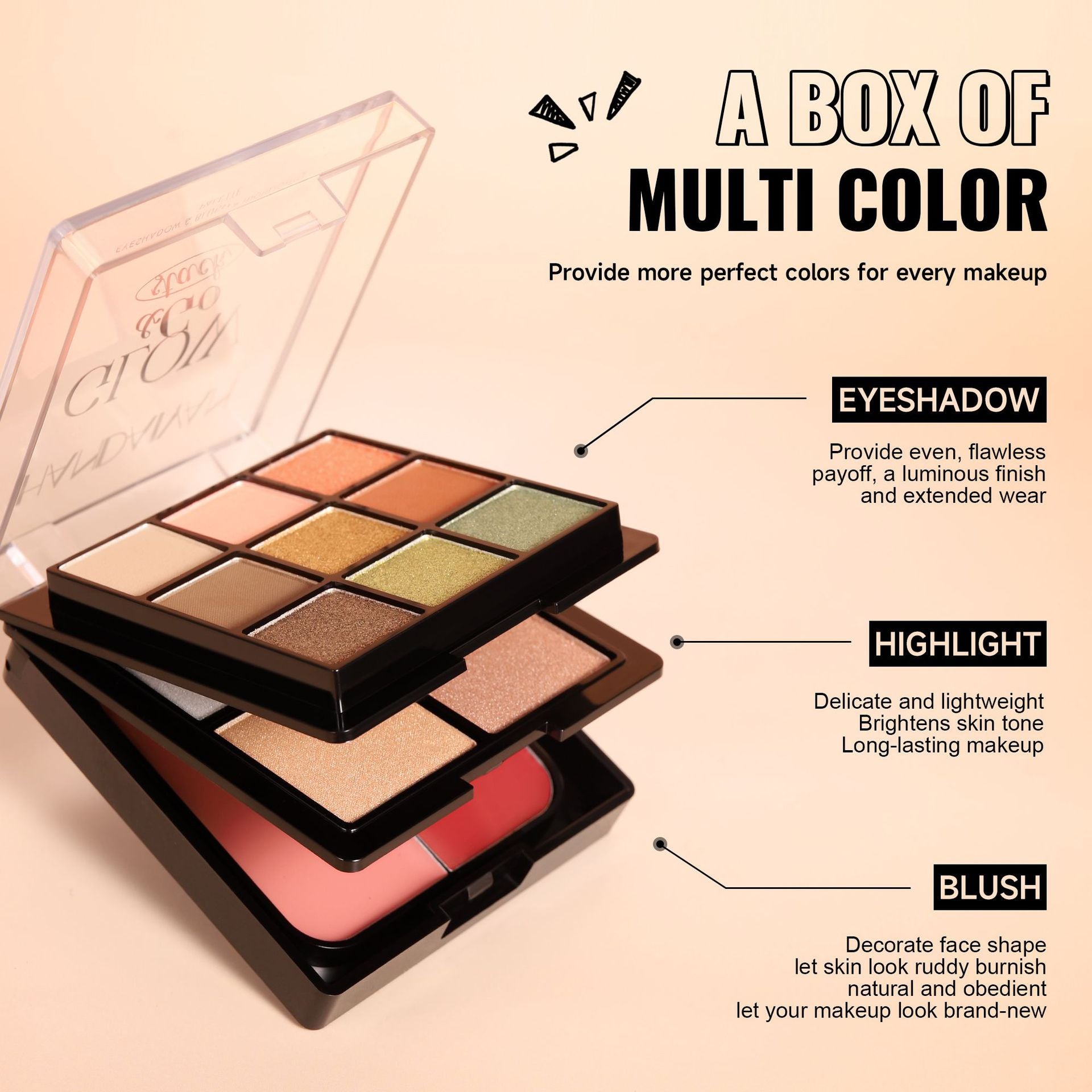 3-in-1 Lidschatten, Blush & Highlighter Palette – Ansicht 3