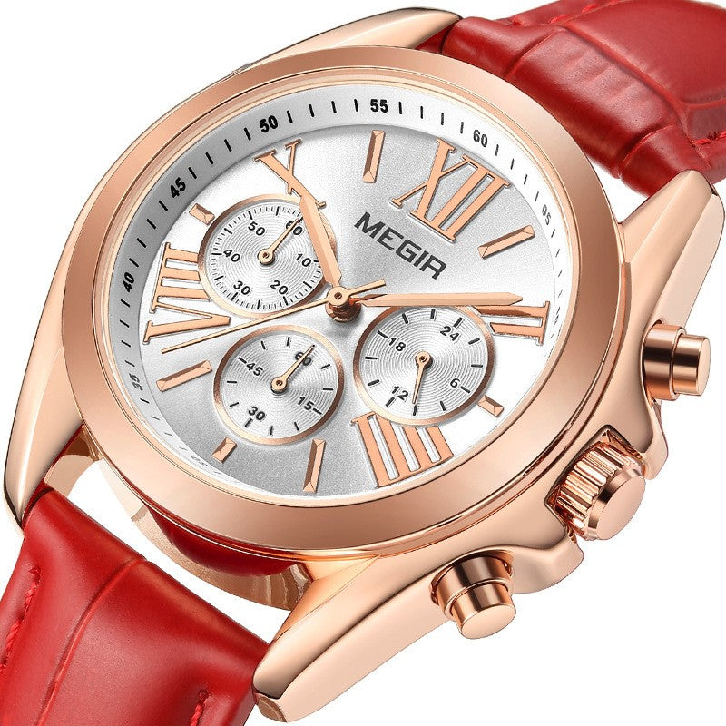 Damen-Quarzuhr mit Lederarmband | LuxeStyle