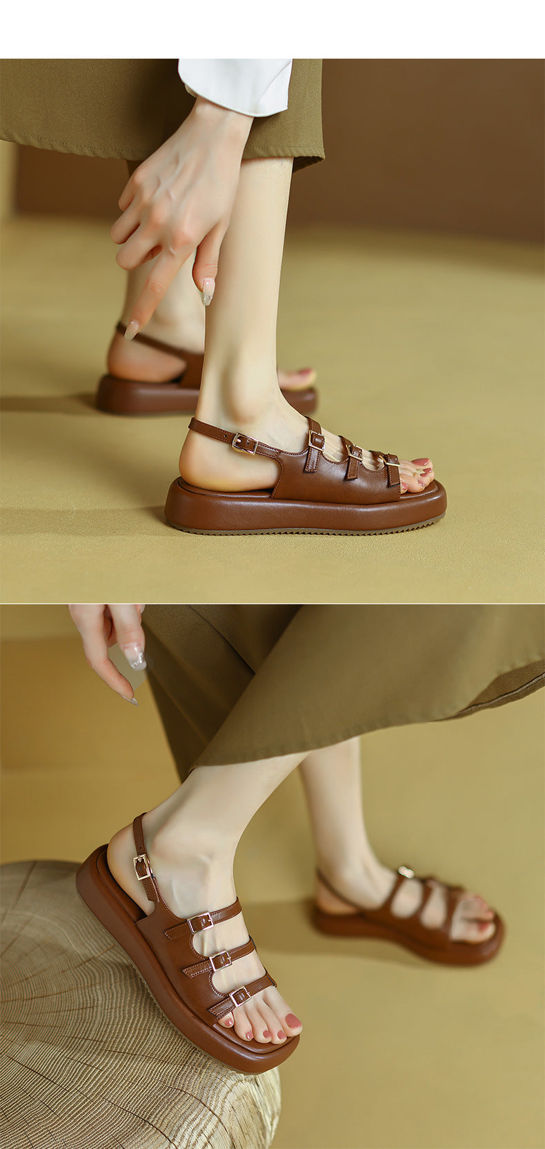 Retro Roman Sandalen mit Plateau und Schnalle – Bild 2 | LuxeStyle