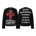 Retro Street-Chic Langarmshirt mit Kreuz-Design