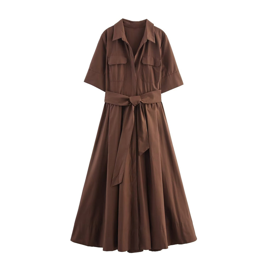 Popeline Hemdblusenkleid mit Gürtel – Bild 5 | LuxeStyle