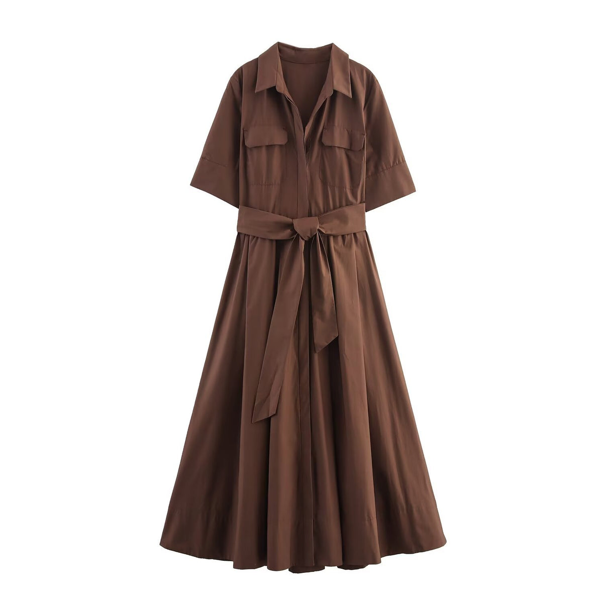 Popeline Hemdblusenkleid mit Gürtel – Bild 5 | LuxeStyle