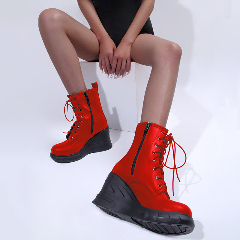 Wedge Ankle Boots mit Schnürung