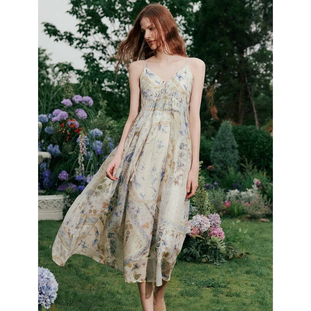 Retro Blumenkleid mit Spaghettiträgern