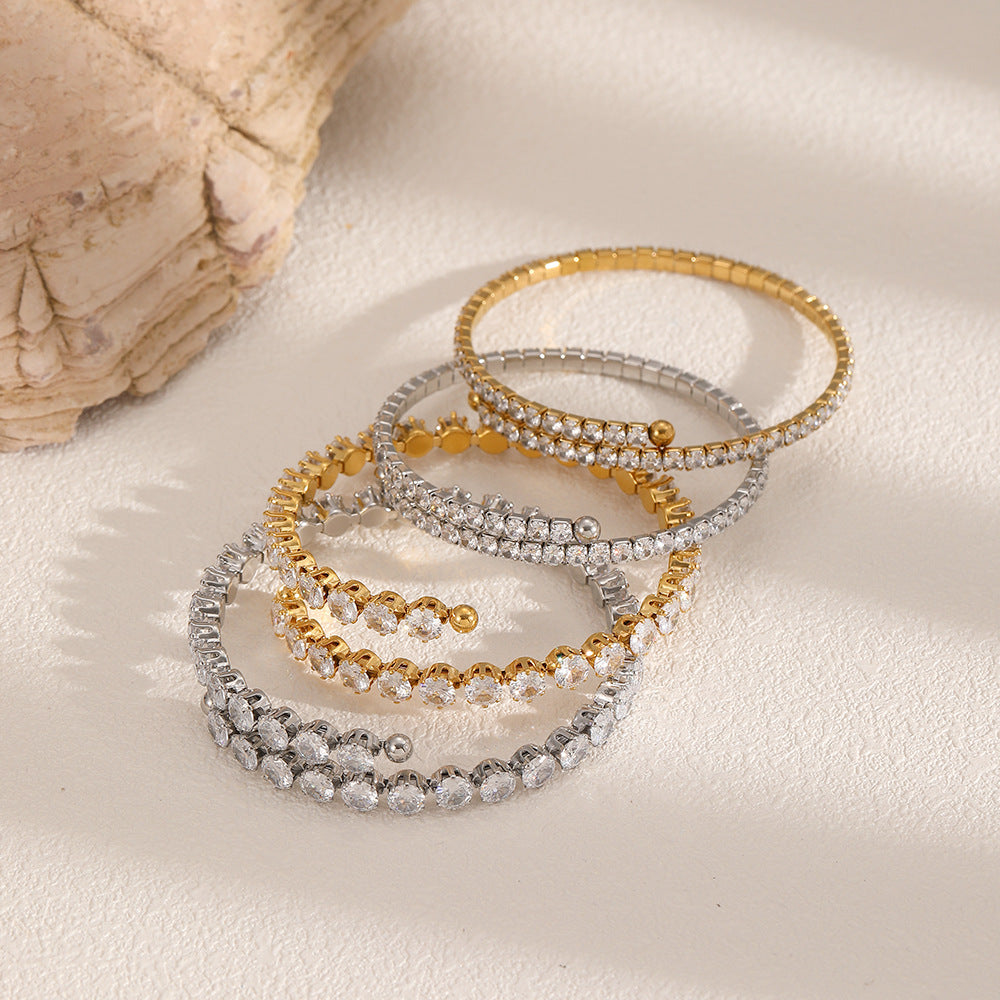 Diamantbesetztes Edelstahl-Armband – Bild 4 | LuxeStyle