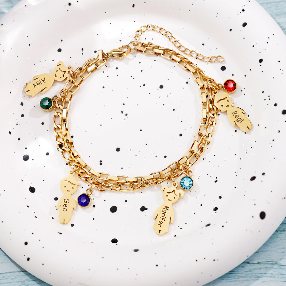 Graviertes Edelstahl-Armband, doppellagig
