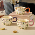 Keramiktasse mit Blumen und Hasenmotiv | LuxeStyle
