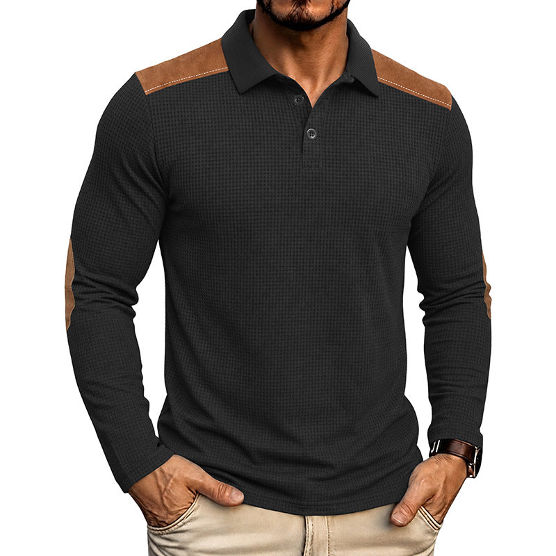 Männliches Langarm-Waffel-Polo-Shirt – Bild 12 | LuxeStyle