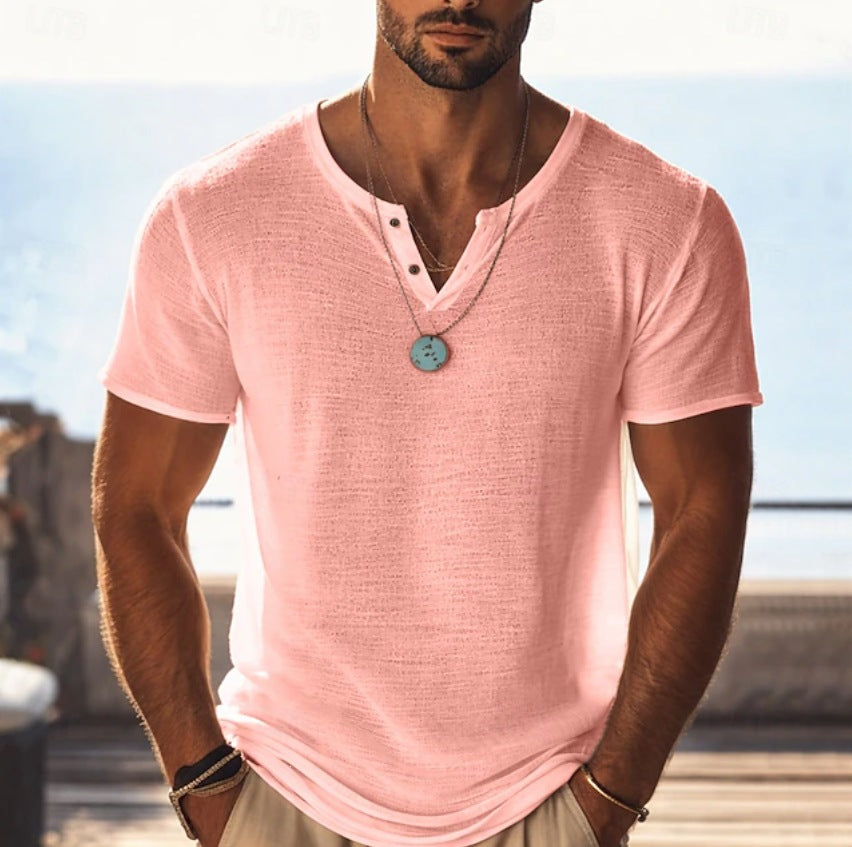 Kurzarm-T-Shirt mit V-Ausschnitt – Bild 8 | LuxeStyle