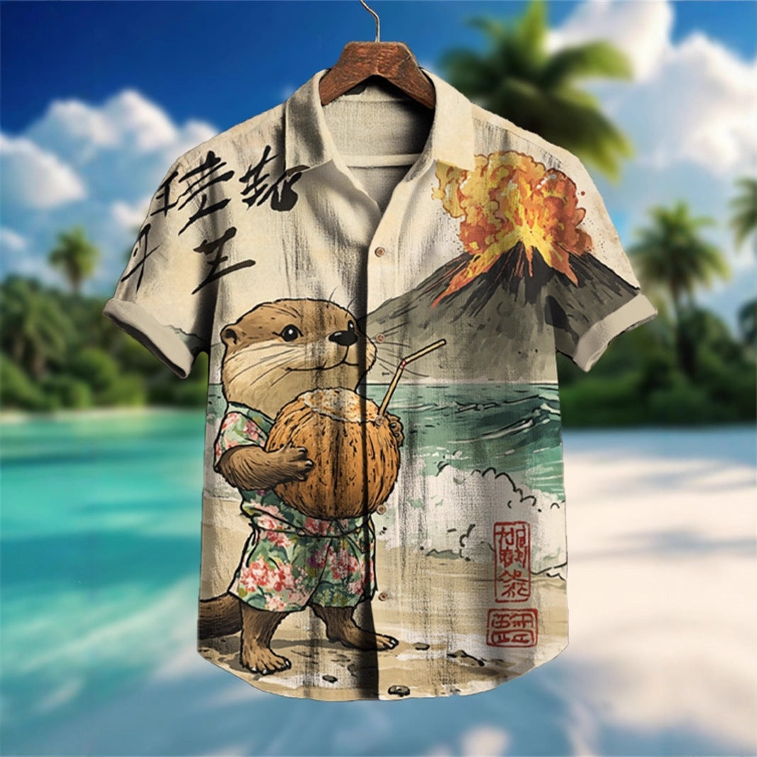 Retro Tribal Kurzarm-Shirt Herren