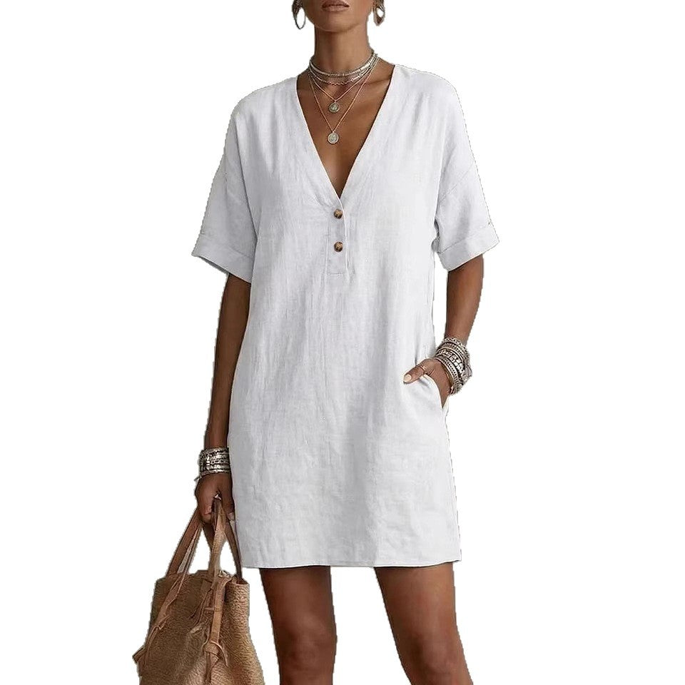 Casual Midi-Kleid mit Knopfleiste
