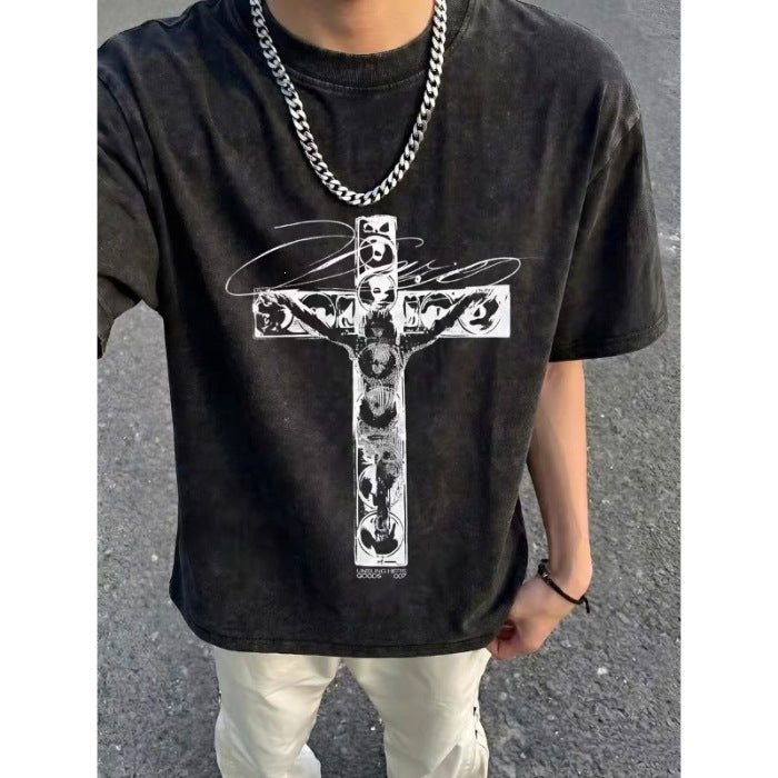 Sommer-T-Shirt Kurzarm gewaschen abgenutzt