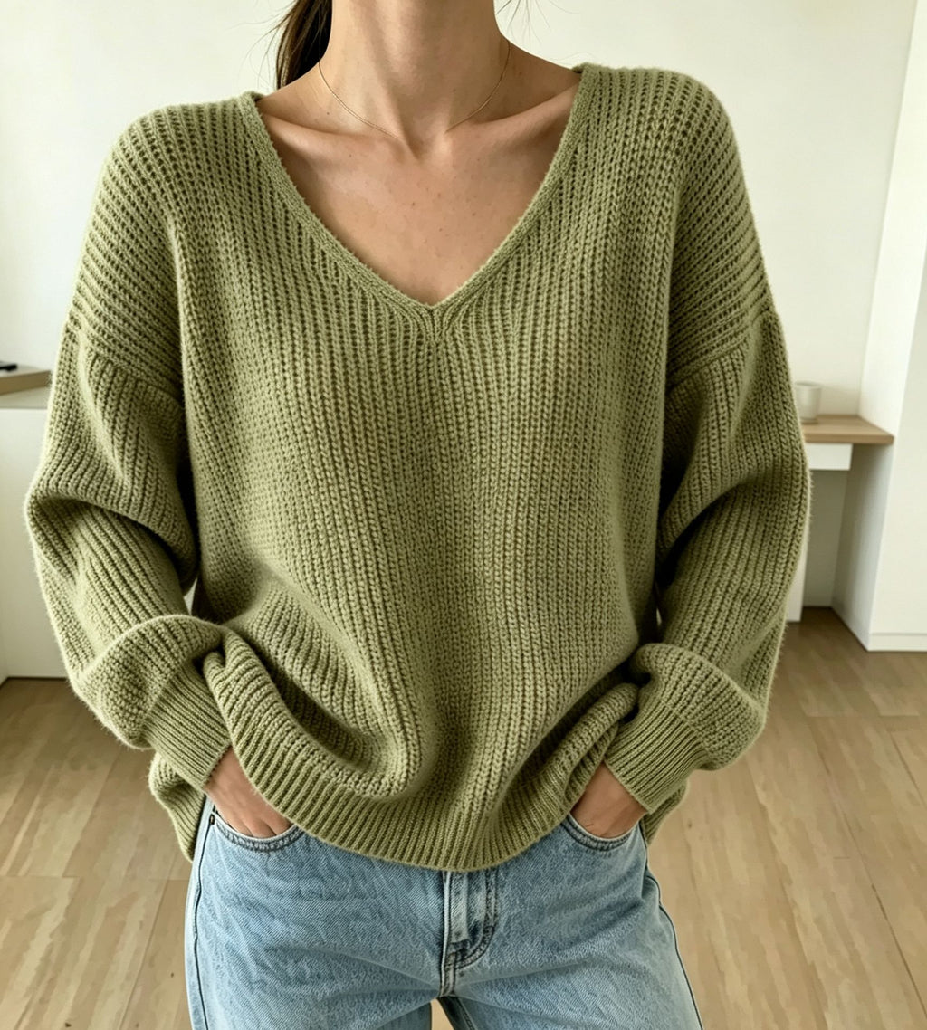 V-Neck Pullover Sweater für Damen