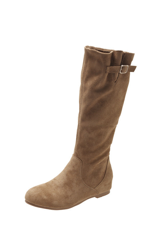 Khaki Nubukleder Spitzstiefel Damen