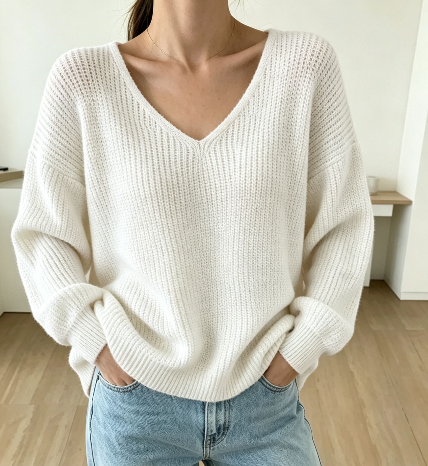 V-Neck Pullover Sweater für Damen