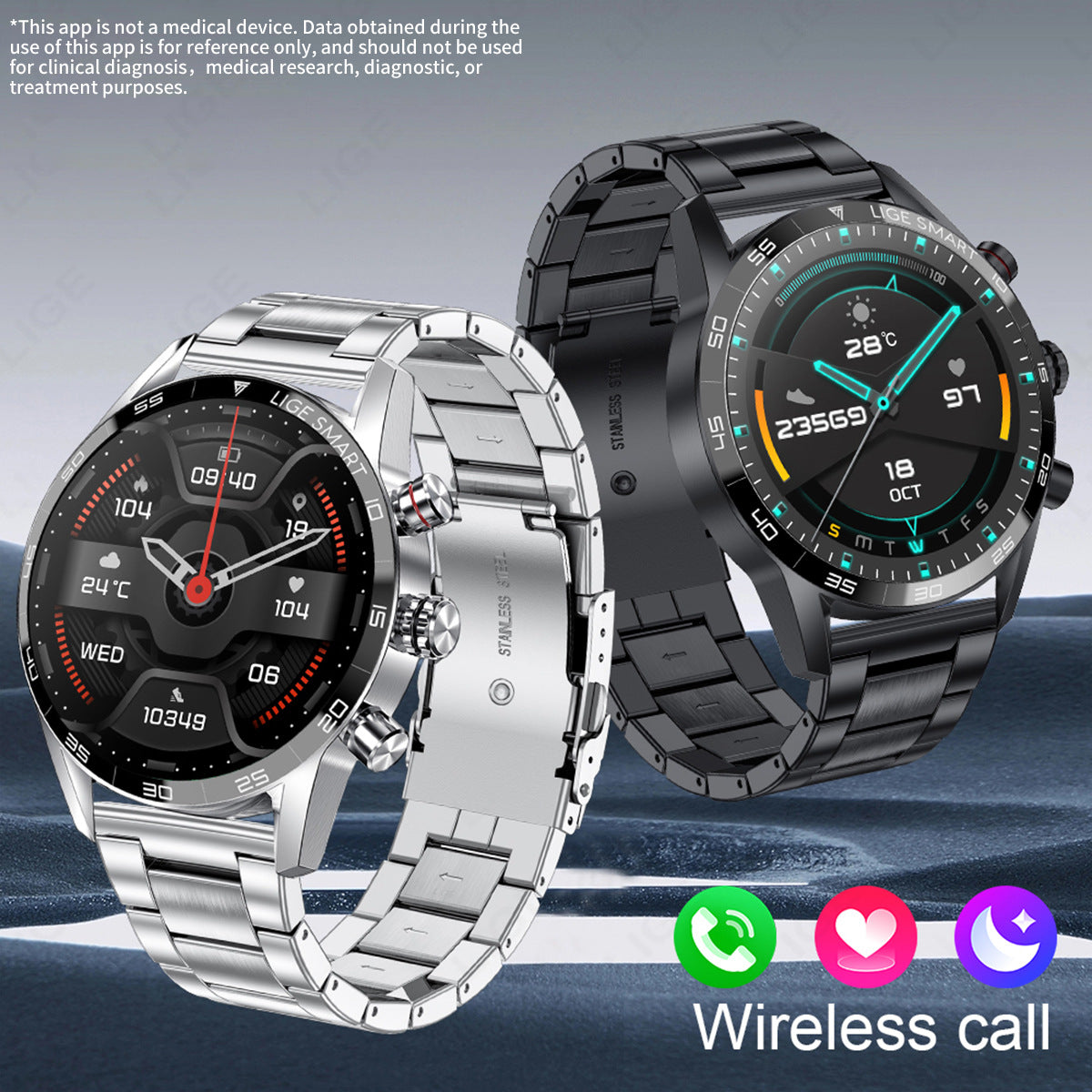 Smartwatch mit Blutdruck- und Herzfrequenzmessung