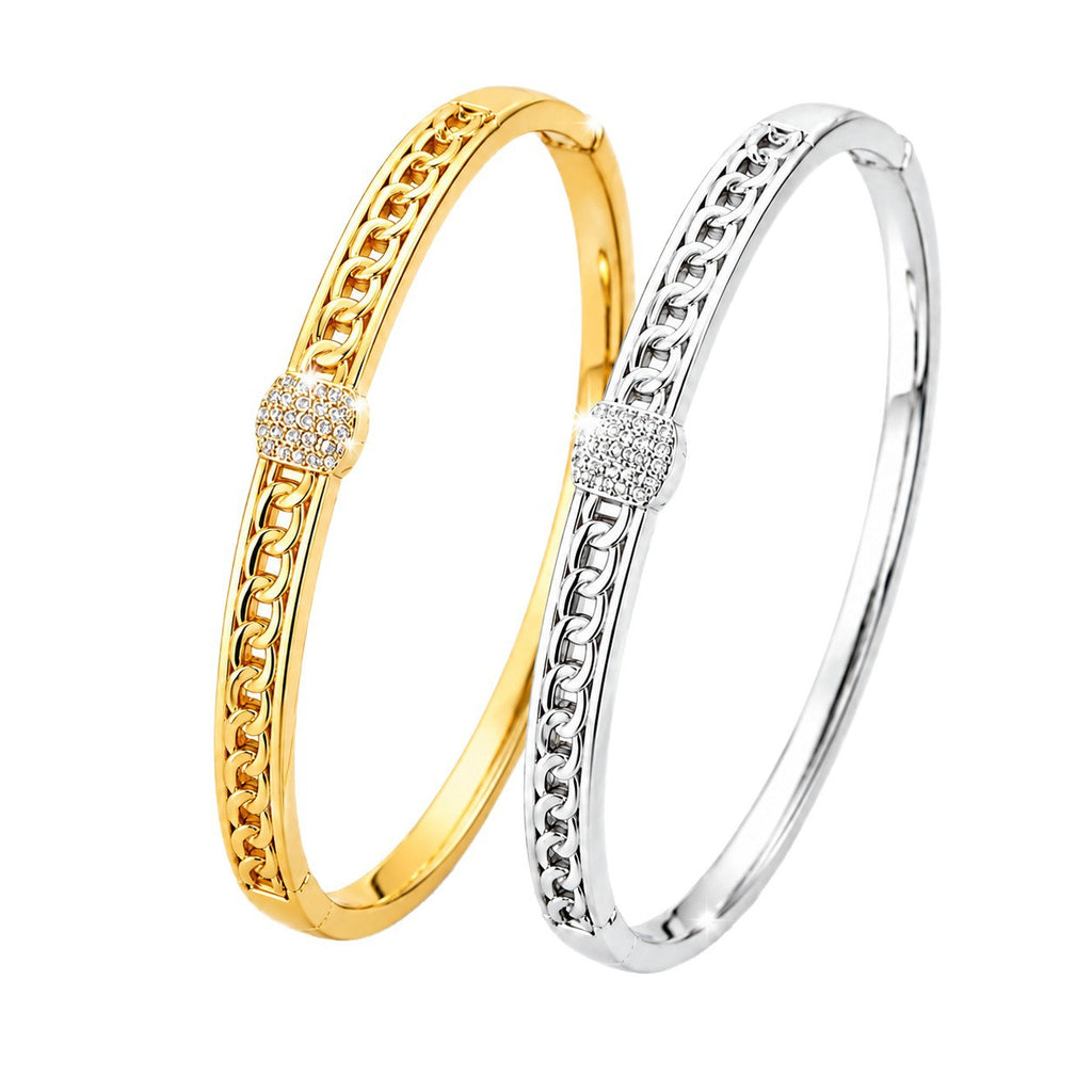 Kettenstrukturiertes Armband mit Diamanten