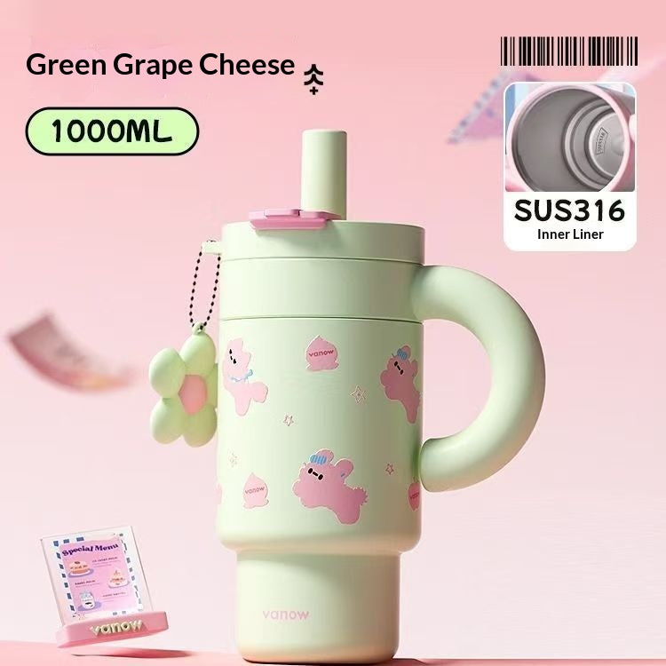 Grosskapazitäts-Wasserflasche mit Strohhalm