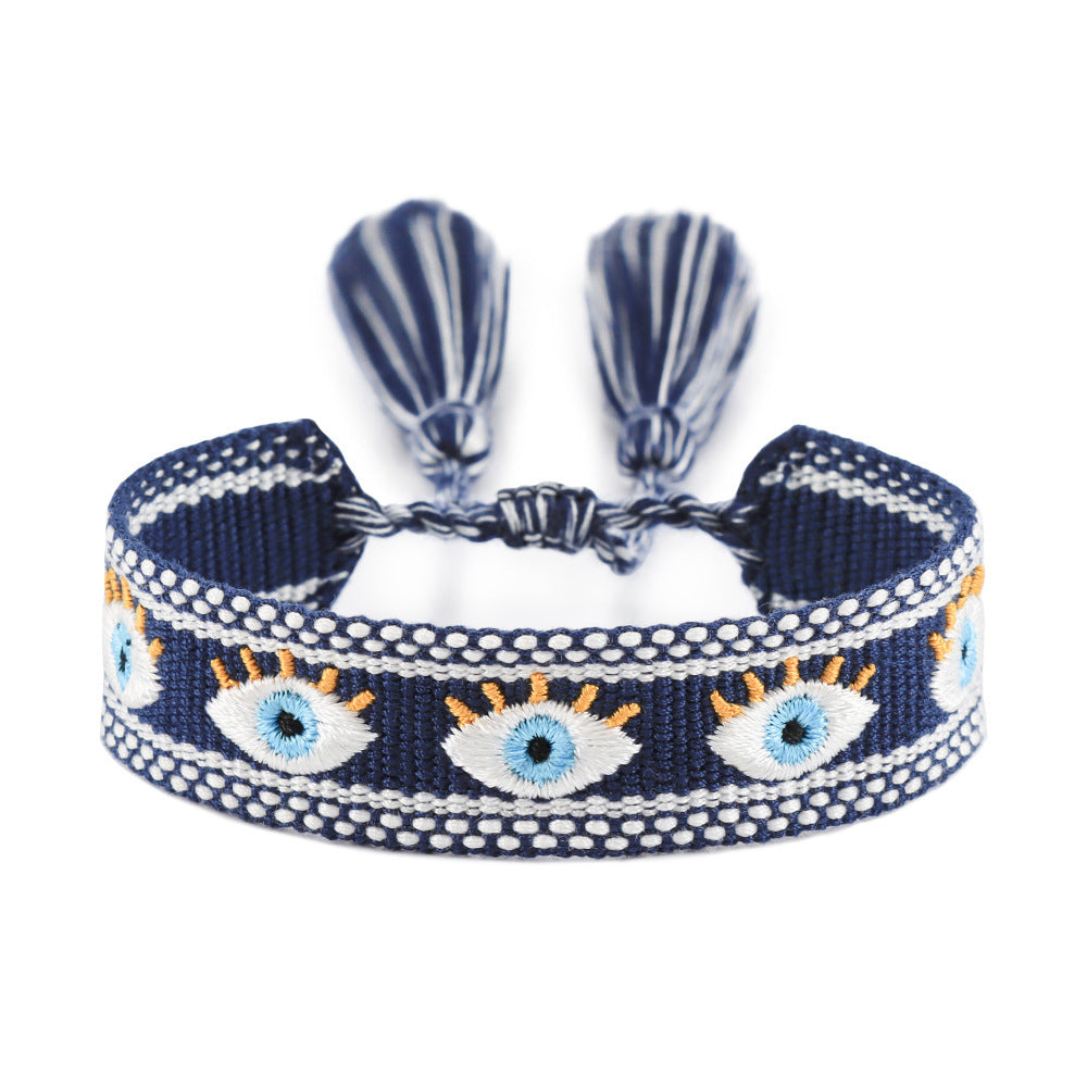 Glücksarmband mit Evil Eye Stickerei und Quaste – Bild 6 | LuxeStyle