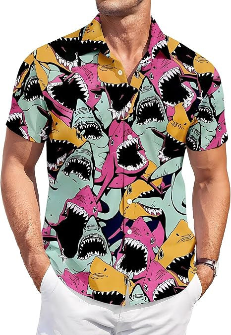Revers-Shirt mit Digitaldruck abstrakt