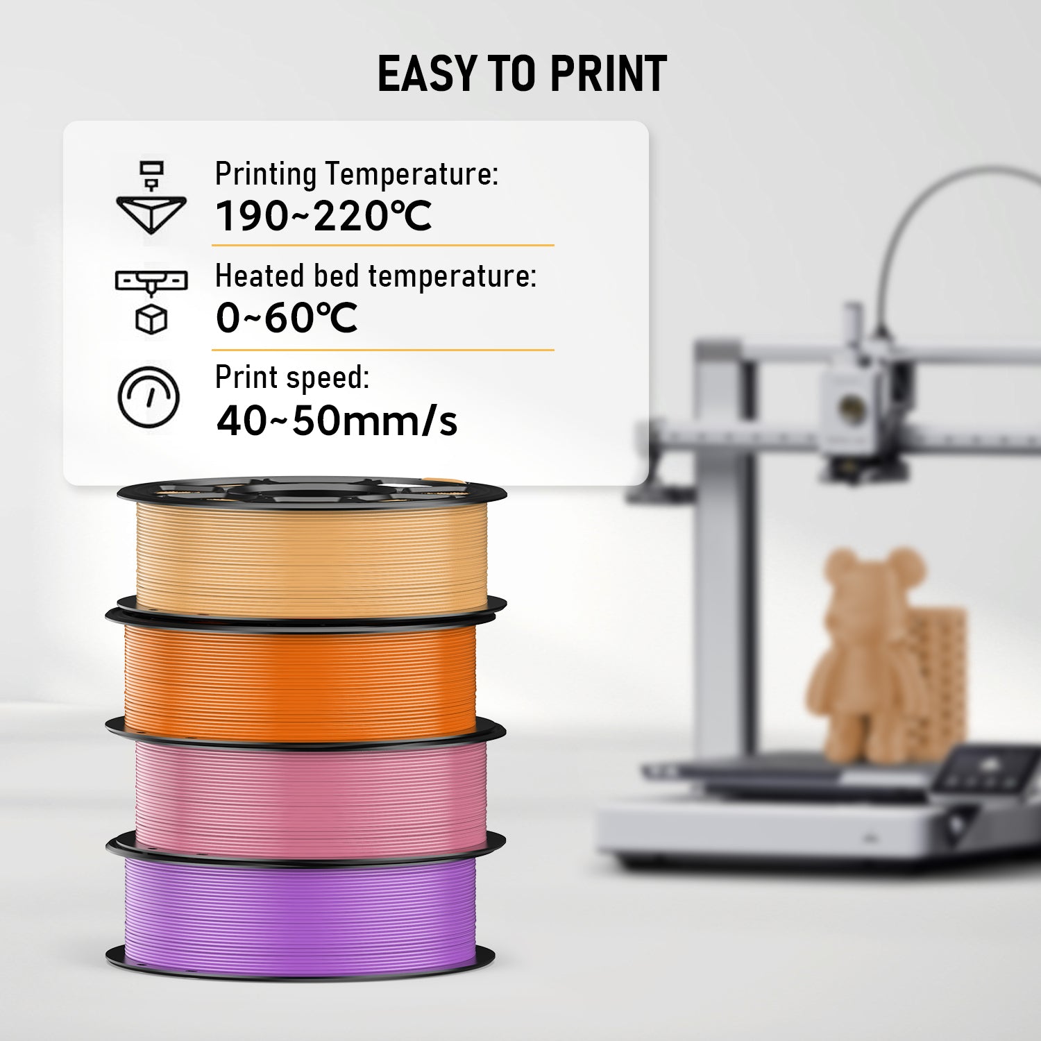 PLA 5er-Pack 3D-Drucker-Filament, 1.75mm